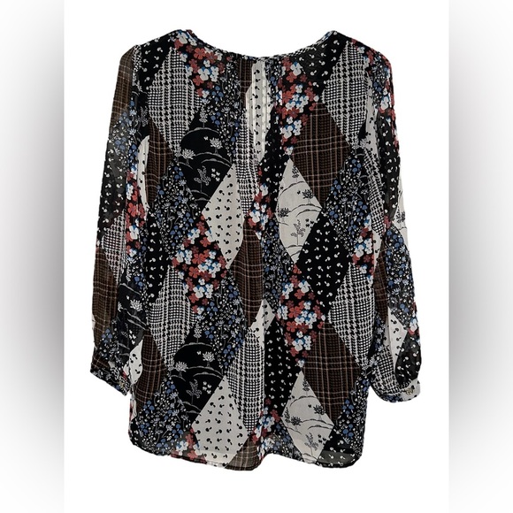 Tommy Hilfiger Patchwork Floral Print Top Women’s Size Small Preppy Office Wear - Picture 7 of 9